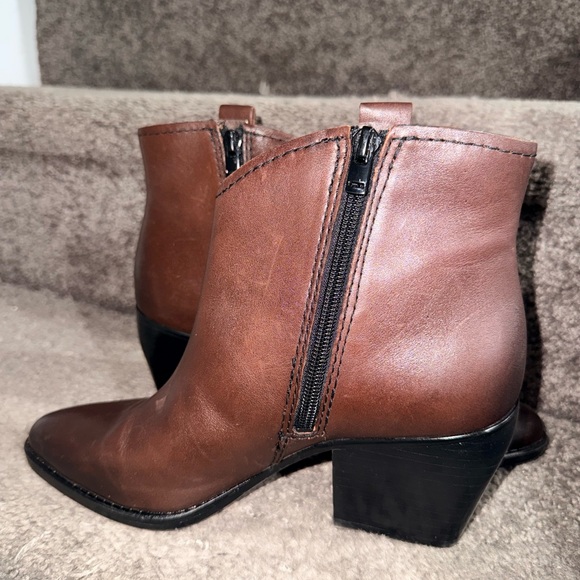 DSW Rich Brown Leather Ankle Boots - Picture 6 of 7